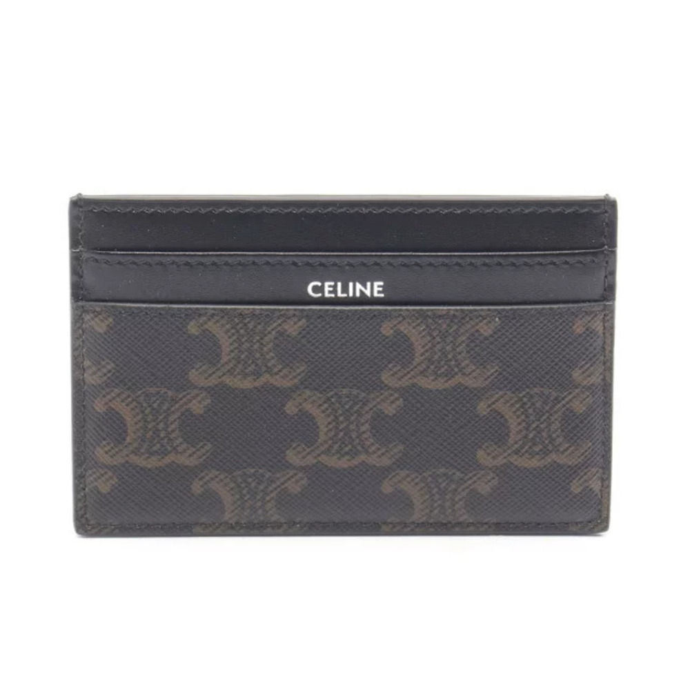 Celine Card Triomphe Case Accessory Leather Black Brown